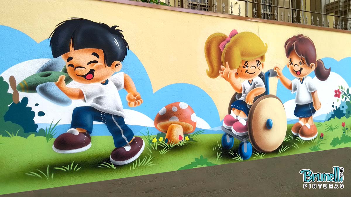 Desenho para muro de escola infantil