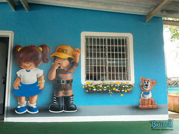 pintura de desenho infantil em paredes