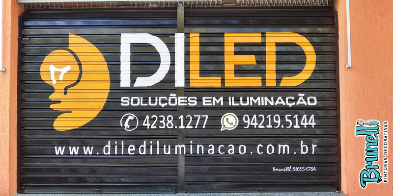 pintura de letreiro em porta de ao Diled