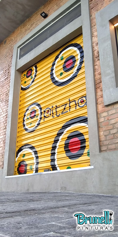 Pintura de Letreiro em porta de ao | Pitzha Pizzaria