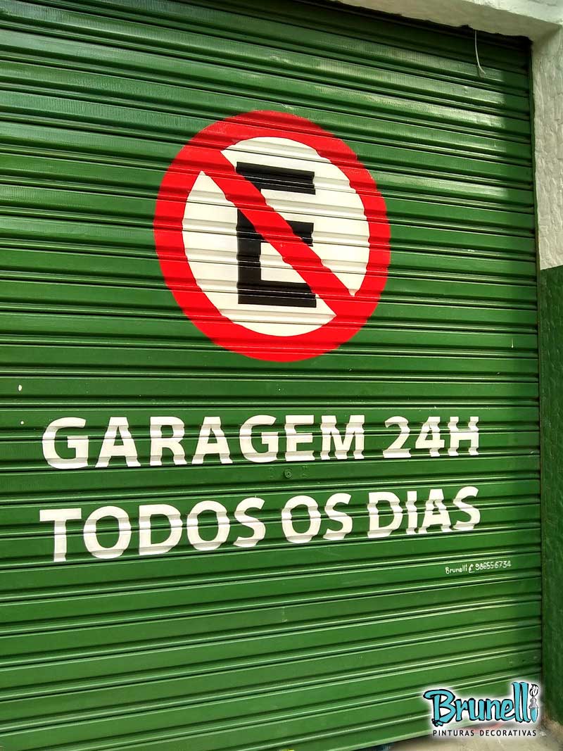 pintura de letreiro em porta de aço proibido estacionar