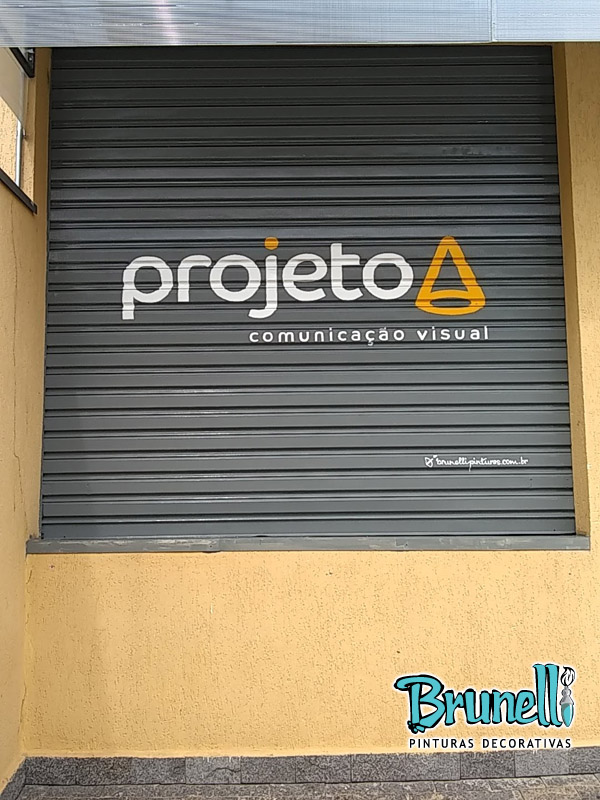 pintura de letreiro em porta de ao projeto a