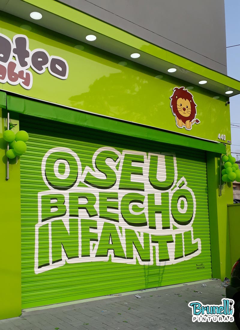 pintura de logotipos em portas de enrolar
