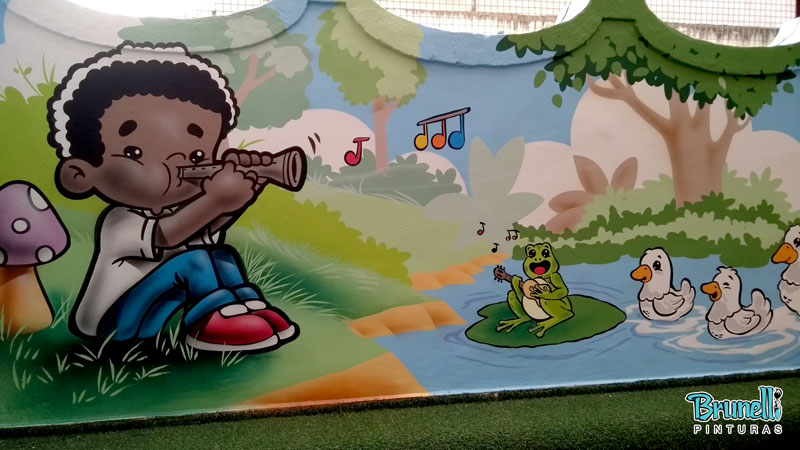 pintura de mural infantil dom gastao Parque sonoro