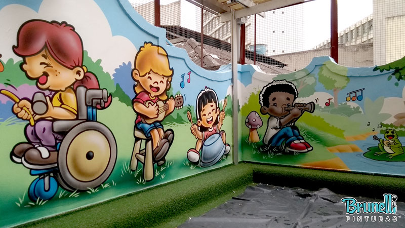 pintura de mural infantil dom gastao Parque sonoro